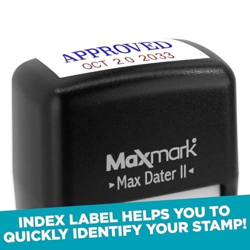 MaxMark Self-Inking Rubber Date Office Stamp with Paid Phrase Blue Ink & Date RED Ink (Max Dater II), 12-Year Band - Image 3