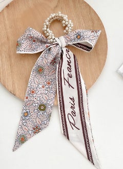 FQ007-17# pink letter floral pearl ribbon hair ring