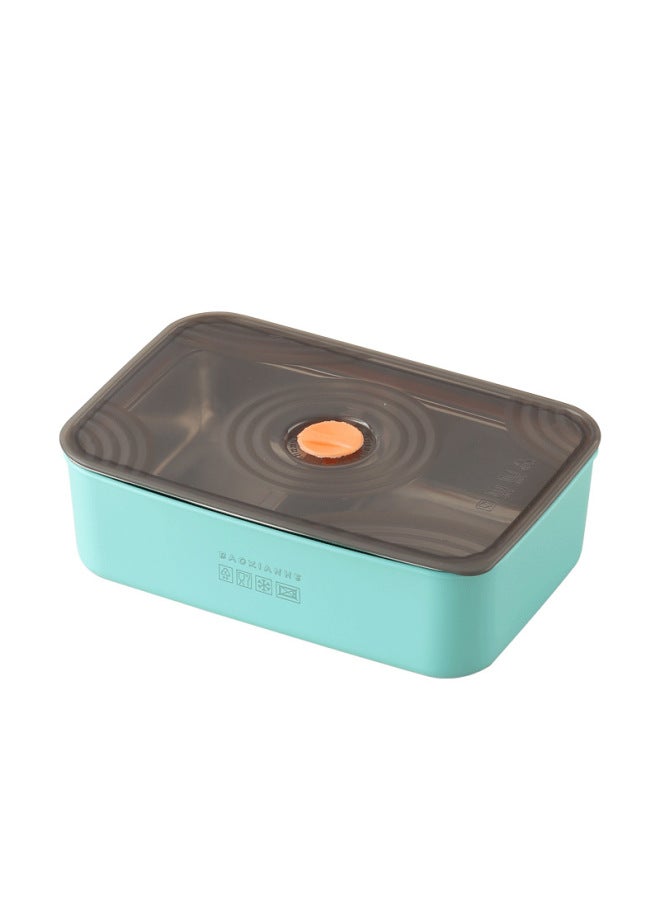 Macaron Stainless Steel Preservation Box Compressed Sealed Box Microwave Refrigerator Storage Box With Lid Leak-proof Fruit Lunch Box-Specifications:Electrolytic: Small Two-grids Crisper Box (blue)  - Image 1