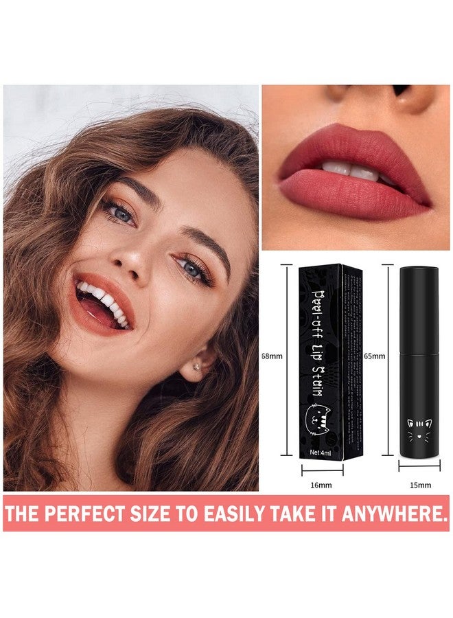 QIUFSSE Peel Off Lip Stain Lip Tint Matte Liquid Lipstick Nude Lip Gloss Long Lasting Waterproof Lip Tint Stain Non-Stick Cup Peel Off Lipstick Lip Makeup For Women Girls - 01 - Image 3