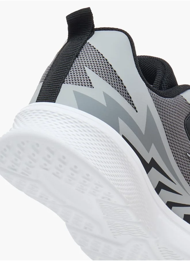 Dash Boys Printed Lace Detail Sports Shoes with Hook and Loop Closure