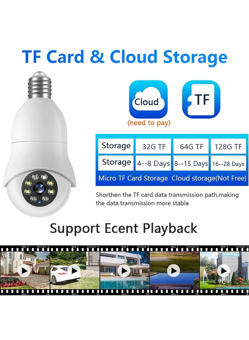 Generic Light Bulb Camera, 360 Degree 2.4GHz/ 5GHz WiFi 1080P Bulb Camera for Indoor/Outdoor, Surveillance Camera Light Bulb Guardcam, Auto Tracking, Two Way Audio, Motion Detection  - Image 3