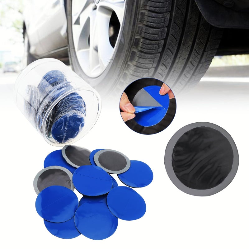 Windance Tire Repair Patch 80pcs 58mm Round Rubber Puncrture Repair Cold Patch Tubless Patches for Auto Tire Damage Fast Repair