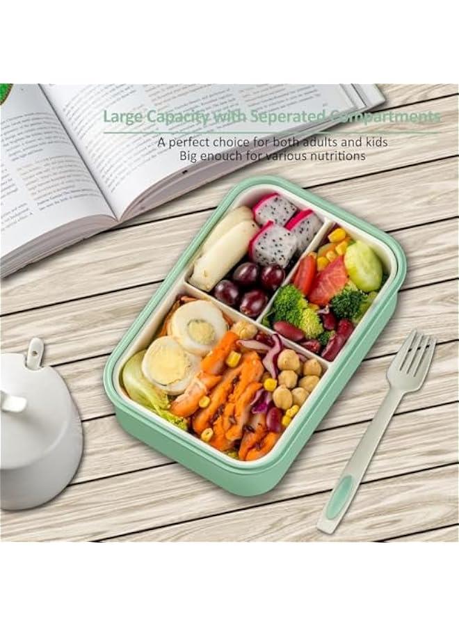 HOOKOR Bento Boxes for Adults - 1400 ML Bento Lunch Box For Kids Childrens With Spoon & Fork - Durable Perfect Size for On-the-Go Meal, BPA-Free and Food-Safe Materials (Green) - Image 5