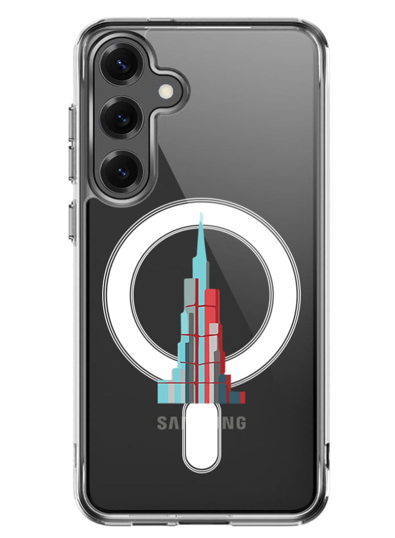 Theodor Magnetic Case for Samsung Galaxy S25 6.2-inch Compatible with MagSafe Wireless Charging, Shockproof Phone Bumper Cover Burj Khalifa - Image 1