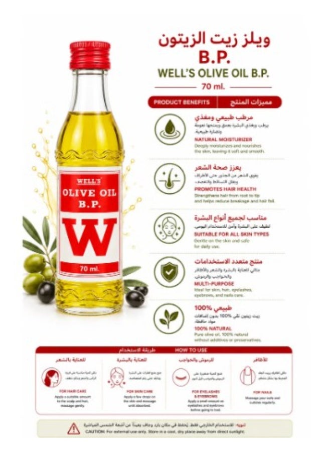 Well's WELLS B. P. Hair & Skin Care Olive Oil - Image 2