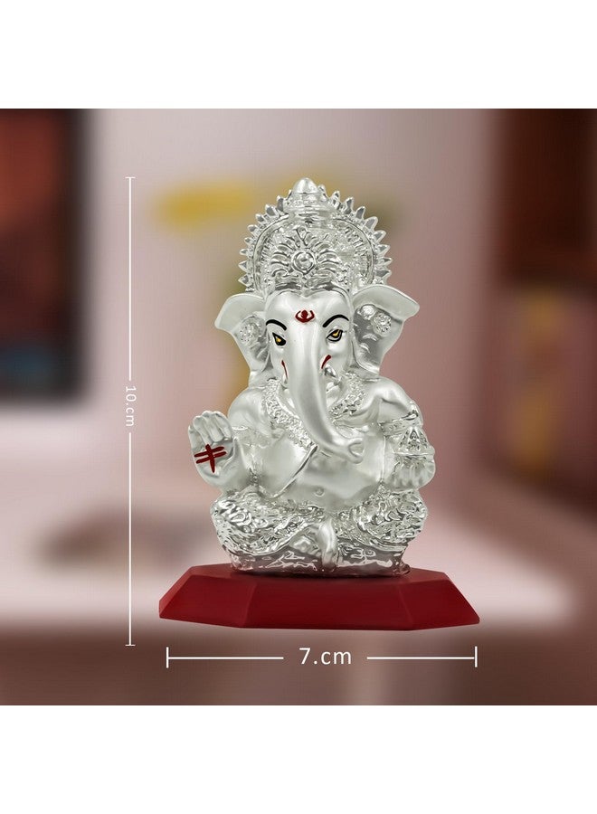 DIVINITI Ganesha Idol for Home Decor Showpiece 999 Silver Plated Statue of Lord Ganesha for Tabletop Ganesh Ji Murti for Puja Room, Festival Gift Ganpati Figurine for Prosperity, Good Luck (10X7CM) - Image 2