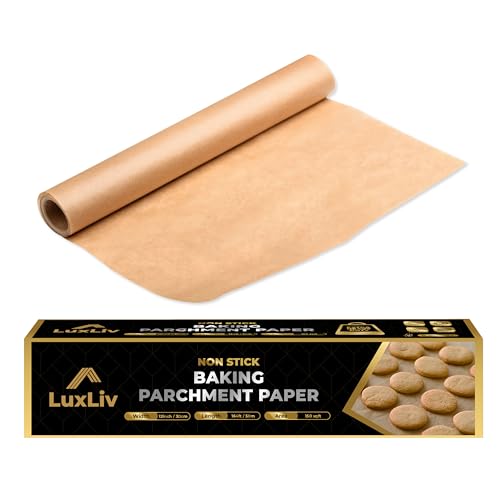 LuxLiv® 164ft (50m) Length Unbleached Brown Parchment Paper Roll for Baking, Sourdough Bread Baking Supplies, Wax Paper Roll, Cooking Paper - Extra Thick & Non-Stick Greaseproof 11.8"/ 1ft 930cm) - Image 1