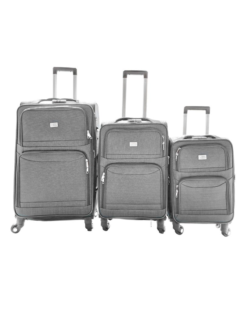 Generic - Soft sided luggage,3 pcs set soft shell suitcases, lightweight travel bags, fashionable trolley bags with spinner and aluminium handle. - Image 1