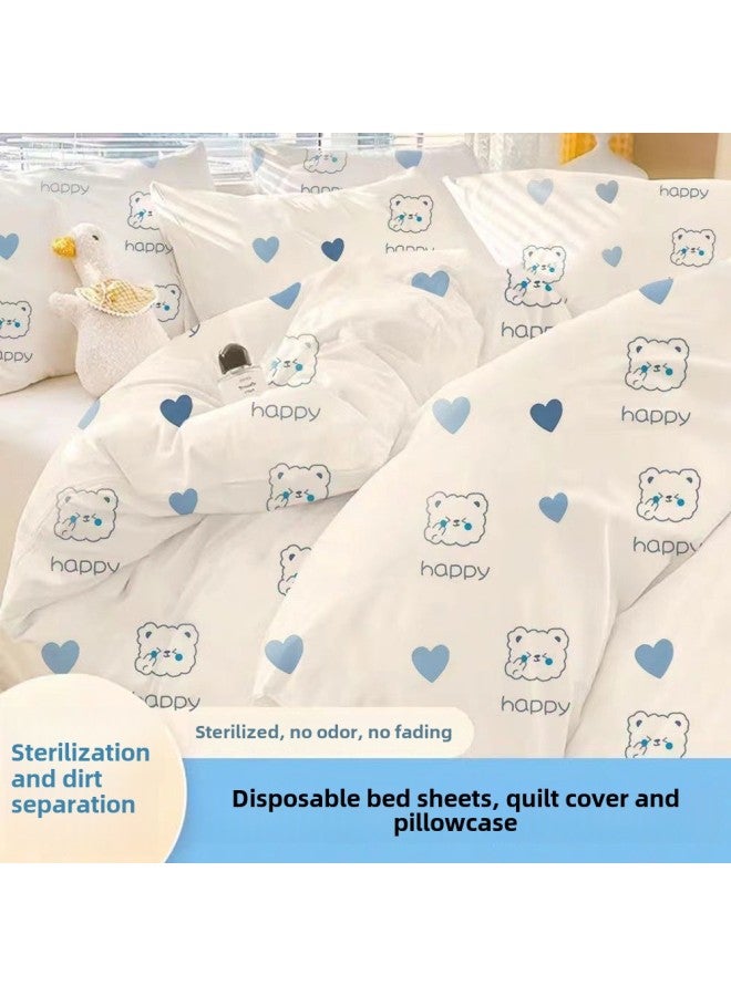 Disposable Bed Sheet Quilt Cover Pillowcase Travel Three Four-piece Set Double Thickened Extra Large Dirty Hotel Sterilization Vacuum Pack-Color:Disposable Bed Sheets [double] 200*220cm - Image 2