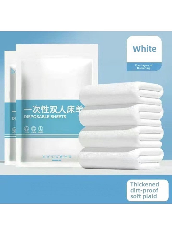 Disposable Bed Sheet Quilt Cover Pillowcase Travel Three Four-piece Set Double Thickened Extra Large Dirty Hotel Sterilization Vacuum Pack-Color:Disposable Bed Sheets [double] 200*220cm - Image 1