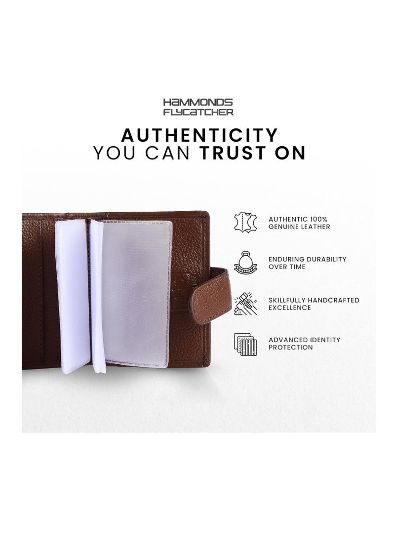 HAMMONDS FLYCATCHER - Card Holder for Men, Credit Card Holder, Slim Bi-Fold RFID Protected Credit Card Wallet for Men with 18 Card Slots, Metal Snap Button - Brushwood | R9JB - Image 1