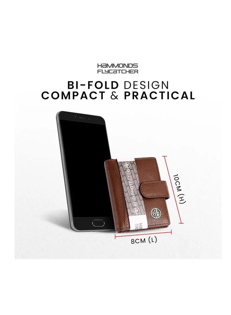 Hammonds Flycatcher  Card Holder for Men, Credit Card Holder, Slim Bi-Fold RFID Protected Credit Card Wallet for Men with 18 Card Slots, Metal Snap Button - Brushwood | R9JB for Men | Best Price UAE