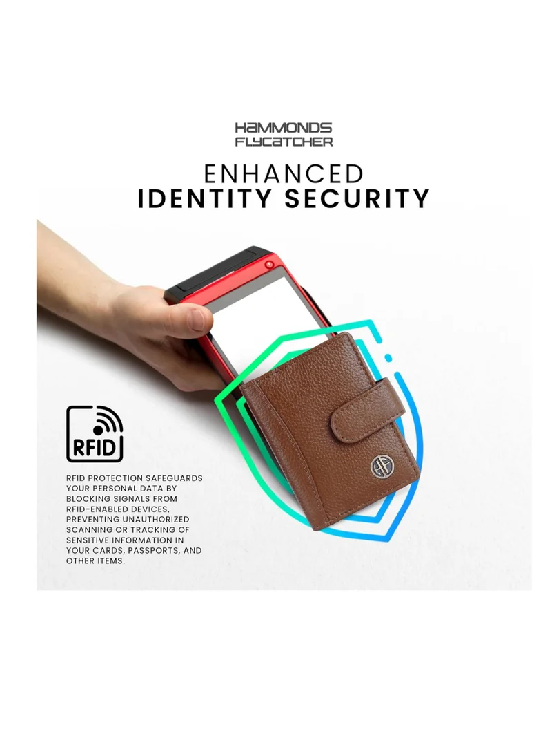 Hammonds Flycatcher  Card Holder for Men, Credit Card Holder, Slim Bi-Fold RFID Protected Credit Card Wallet for Men with 18 Card Slots, Metal Snap Button - Brushwood | R9JB for Men | Best Price UAE