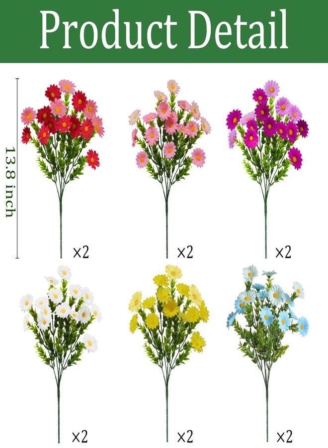 Cherica 12Pcs Artificial Flowers for Outdoors UV Resistant，Colorful Daisy Fake Flowers Bouquet Weatheroof Faux Flowers for Outdoor Planter Real Touch Silk Flowers for Front Door Garden Proch Patio - Image 3