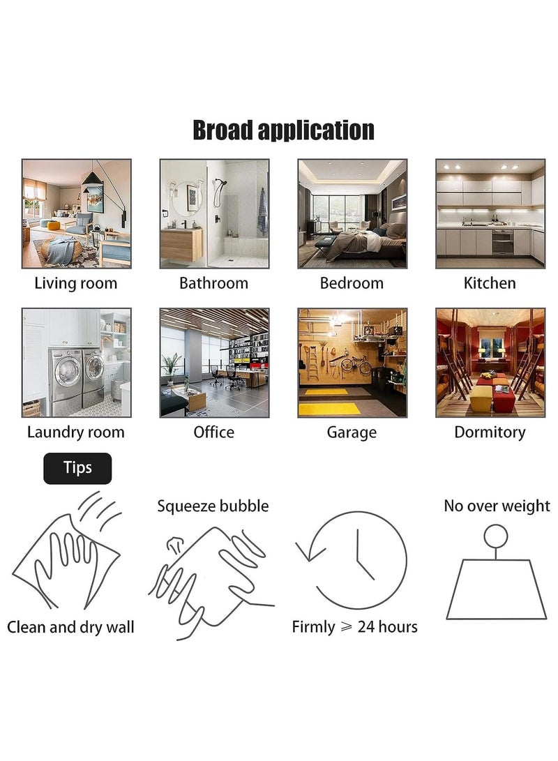 20 PCS Adhesive Hooks Heavy Duty Wall Hangers 2 in 1 Reusable Adhesive Hooks Heavy Duty 16mm Waterproof Rustproof and Oilproof Wall Hooks for Kitchen Bathroom Office - Image 5
