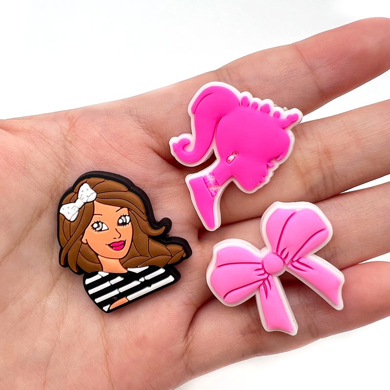 Cute Pink Girl Barbie Series Hole Shoes Shoes Flower Decorative Buckle Diy Soft Glue Girl Shoe Accessories Accessories - Image 5