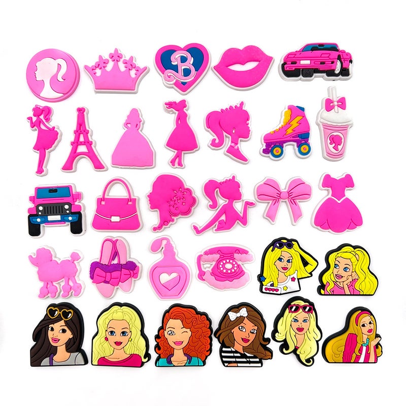 Cute Pink Girl Barbie Series Hole Shoes Shoes Flower Decorative Buckle Diy Soft Glue Girl Shoe Accessories Accessories - Image 2