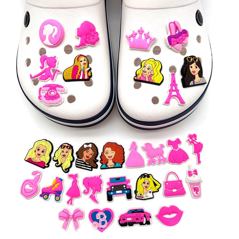 Cute Pink Girl Barbie Series Hole Shoes Shoes Flower Decorative Buckle Diy Soft Glue Girl Shoe Accessories Accessories - Image 4