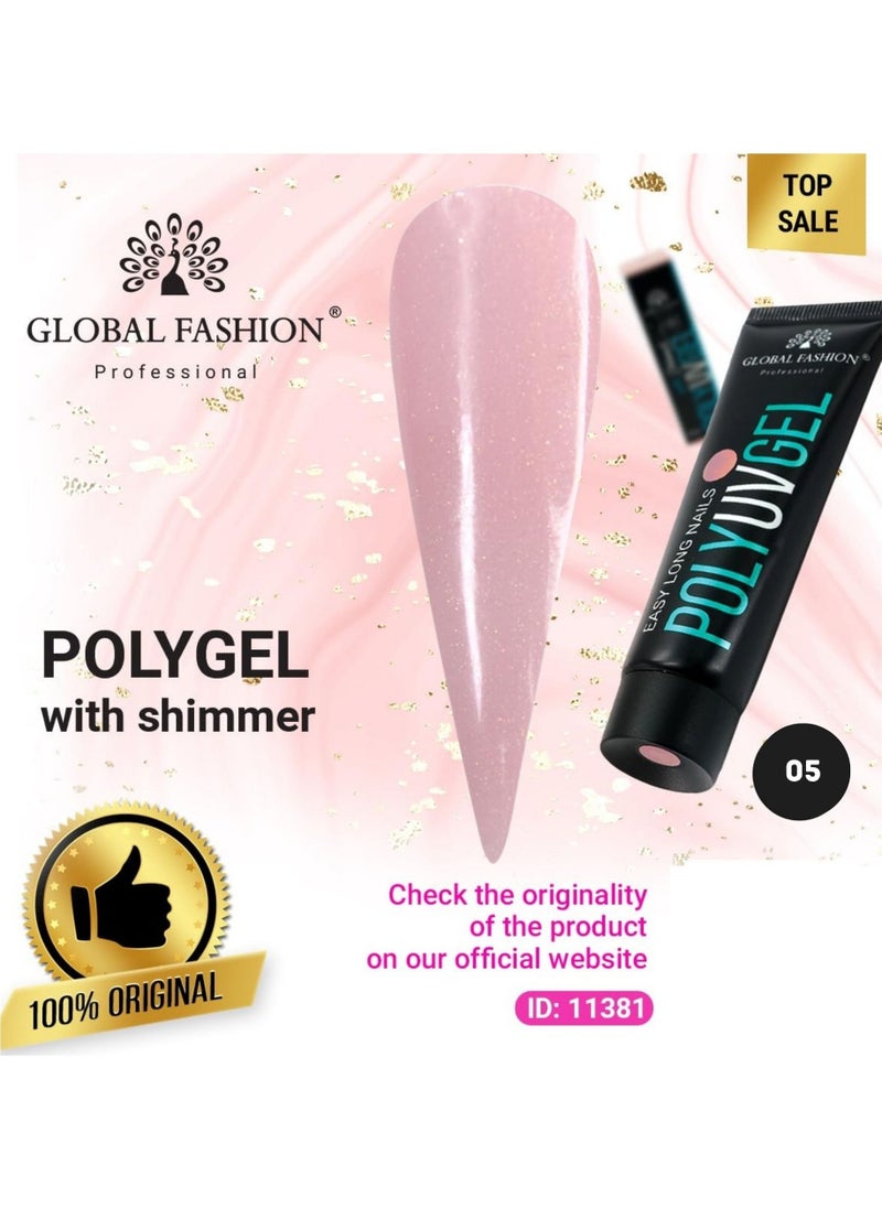 GLOBAL FASHION Global Fashion Professional Poly UV Gel with Shimmer: Long-Lasting, Salon-Quality Nails in Stunning Colors | (05)  - Image 2