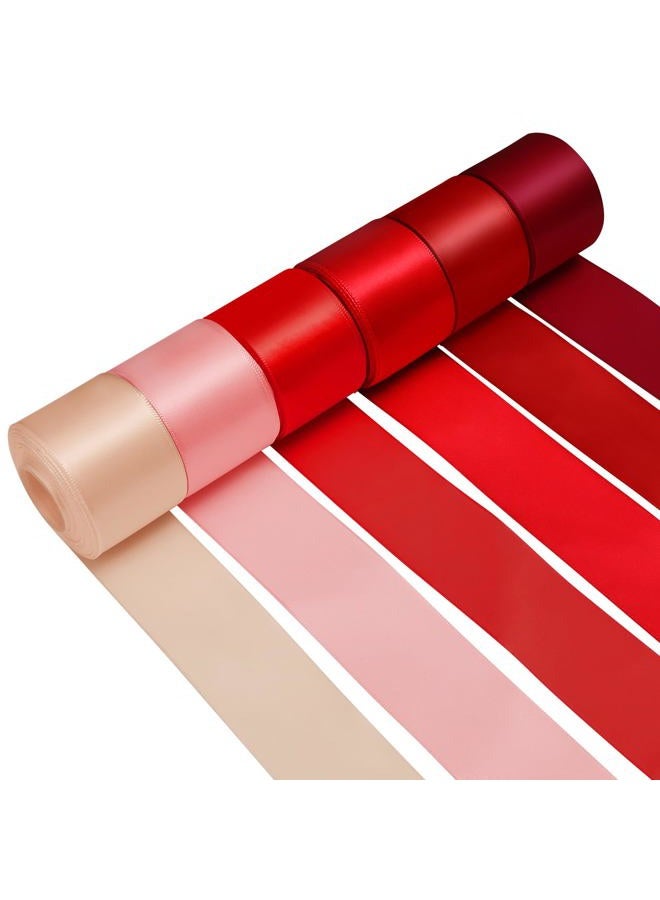 Jacriah 1-1/2 Inch Red Wired Satin Ribbons for Crafts, 6 Rolls Single-Faced Red Assorted Ribbons for Gift Wrapping Flower Bouquet Wedding Invitations Bridal Shower Hair Bows Garland Party Decor - Image 1