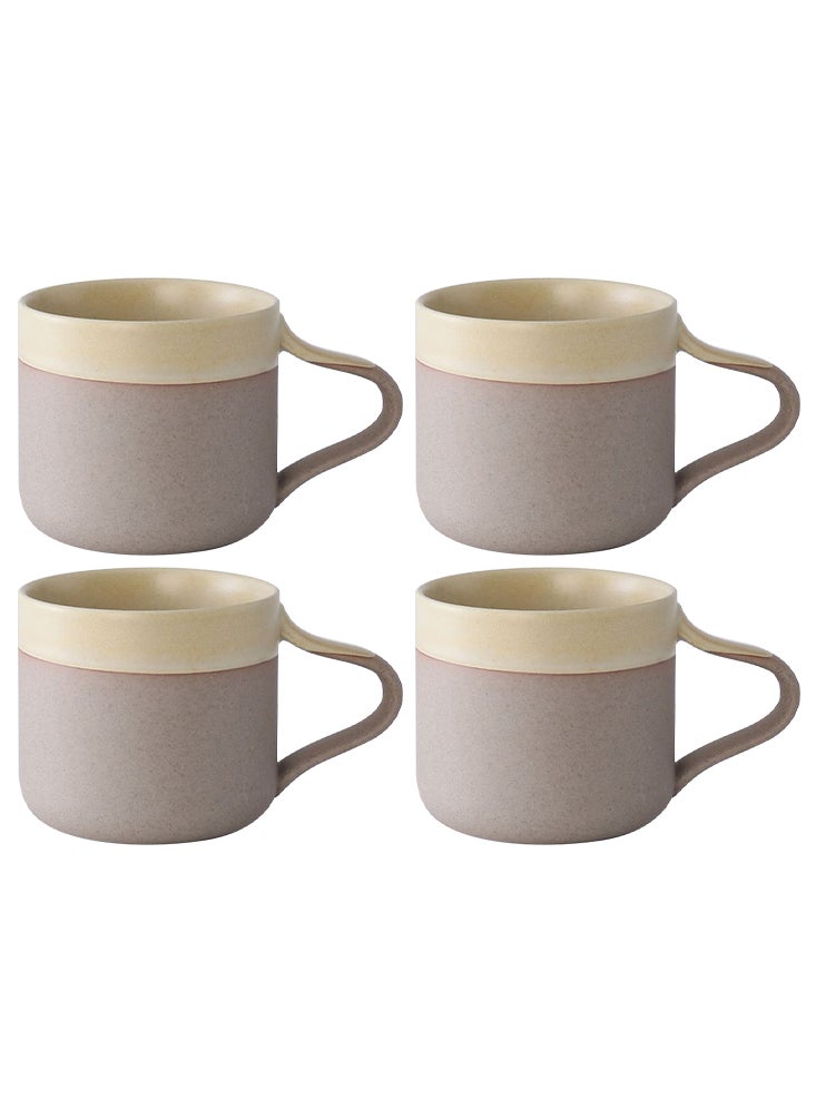 Perfii Set of 4 Handmade 270ml Two-Tone Colored Mugs Perfect for Specialty Coffee Drinks, Latte, Cafe, Mocha and Tea  - Image 1