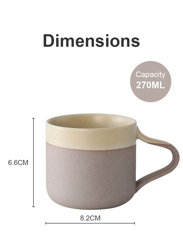 Set of 4 Handmade 270ml Two-Tone Colored Mugs Perfect for Specialty Coffee Drinks, Latte, Cafe, Mocha and Tea