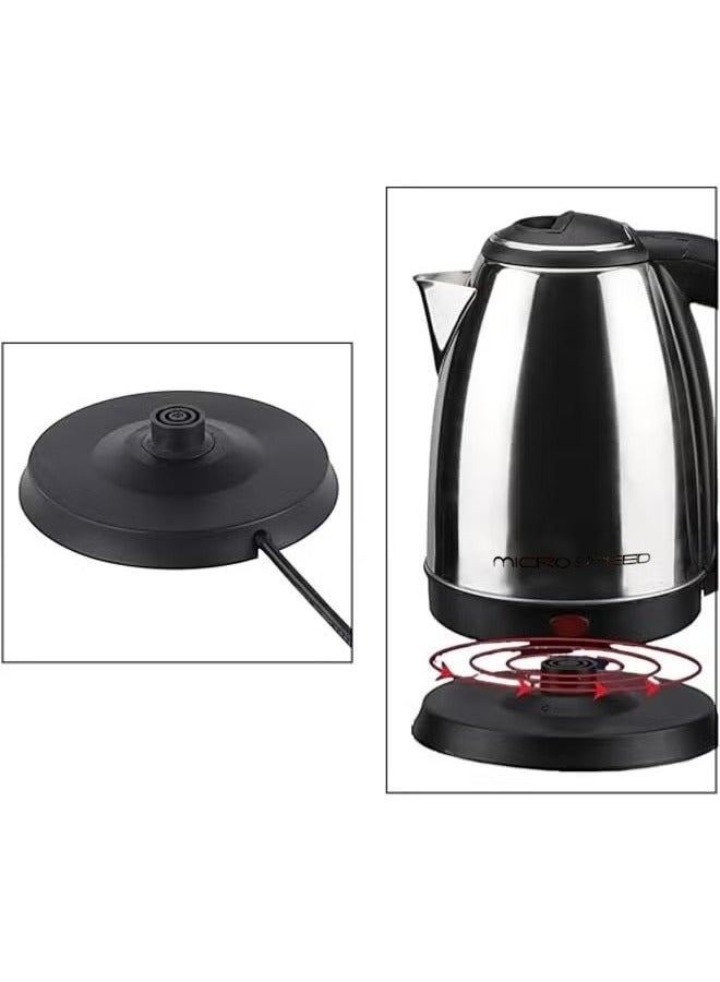 micro speed Stainless Steel Electric Kettle with 360-Degree Rotation Base, Auto Safety Off, Perfect for Boiling Water, Milk & Tea, Protection from Overheating and Dry Boil 2.0 L 1500 W 1500 MS-3450 Silver - Image 3