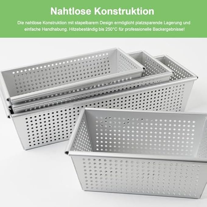 Loaf Tin 2 Pack 20cm  25cm Rectangular Perforated Bread Baking Tin  Anodised Aluminium with NonStick Coating Silver - Image 5