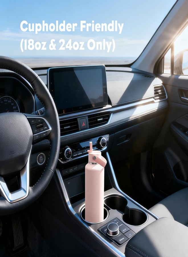 POWCAN 24 oz Water Bottle Insulated: Leakproof, Keep Cold 24H, Car Cupholder Friendly, Top Handle, Lightweight, Metal Water Bottle with Straw for Outdoors, Trip, Fitness, Gift, Running (Cotton Candy) - Image 5
