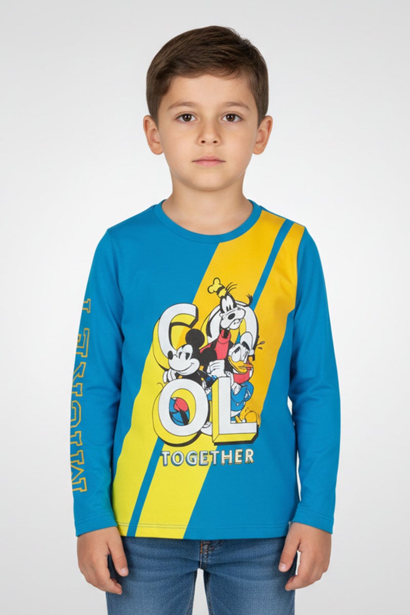 Hamleys x Disney Toddlers Boy Long Sleeve Graphic Print T-Shirt, Blue - Image 1
