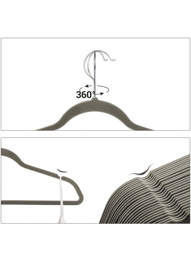 Y&D Grey Gold Hook 50-Piece Flocking Clothes Drying Magic Anti Wrinkle Multi Function Anti Slip Hanger  - Image 3