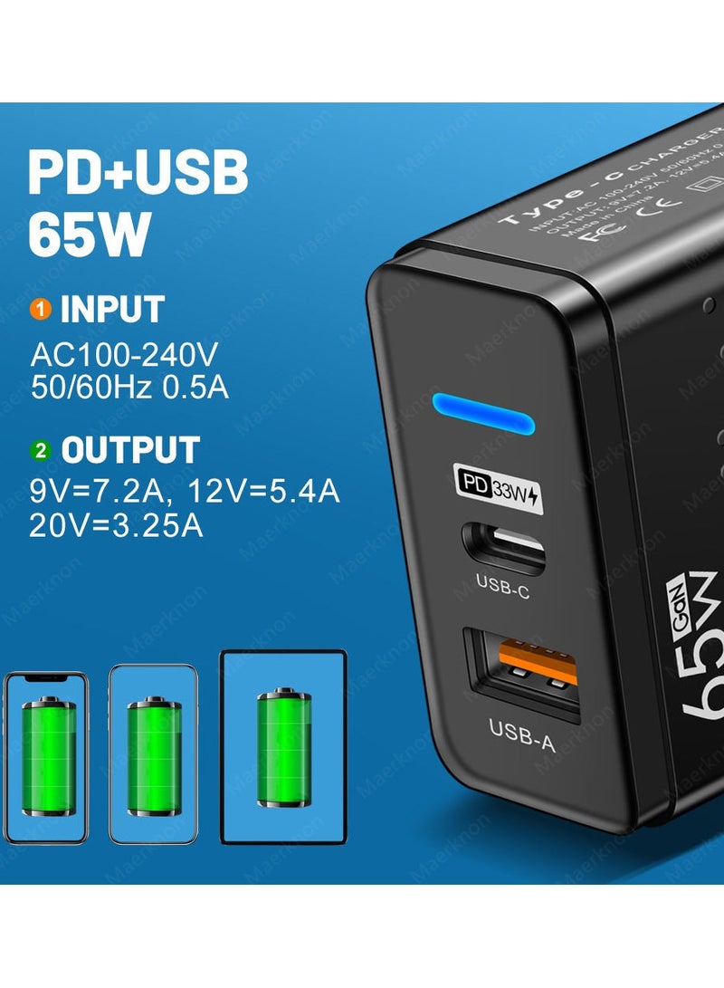 سام 65 واط USB C شاحن شحن سريع 3.0 PD نوع C الهاتف المحمول شاحن سريع محول آيفون 15 باد هواوي شاومي سامسونج أبيض . - Image 3