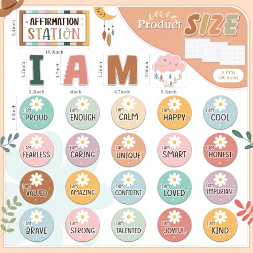 Frienda Boho Affirmation Station Bulletin Board Set Motivational Posters Classroom Mirror Growth Mindset Decor Positive Affirmations Accents Cutouts for School Office Home Teacher Wall Supply - Image 3