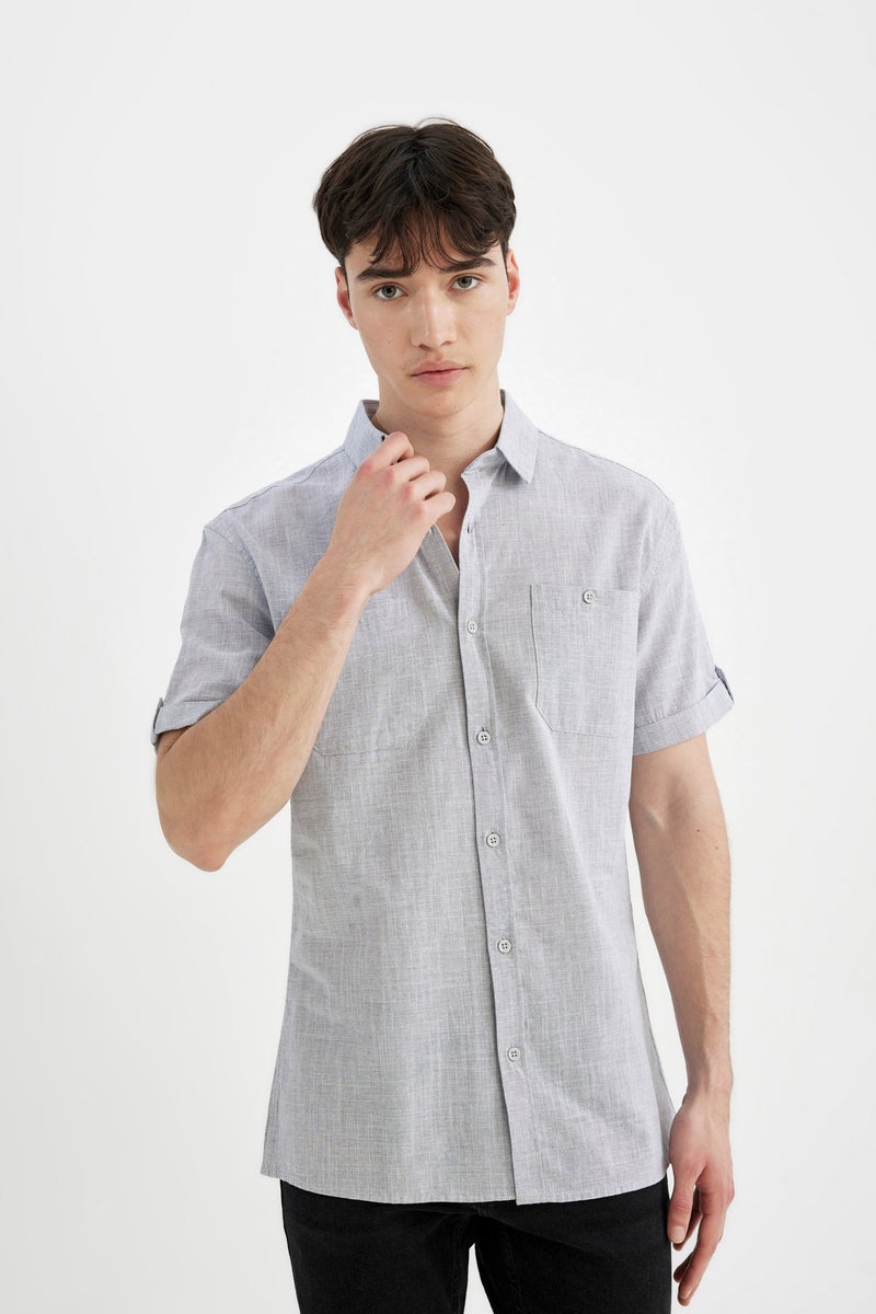 DeFacto Man Slim Fit Poplin Short Sleeve Shirt - Image 2