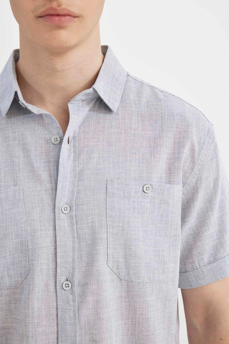 DeFacto Man Slim Fit Poplin Short Sleeve Shirt - Image 5
