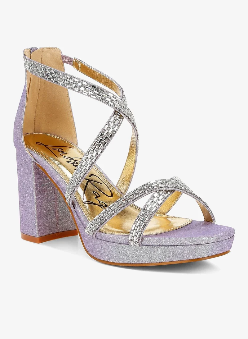 London Rag Lilac Rhinestones Embellished Strappy Sandals in Lilac for Women | Best Price UAE