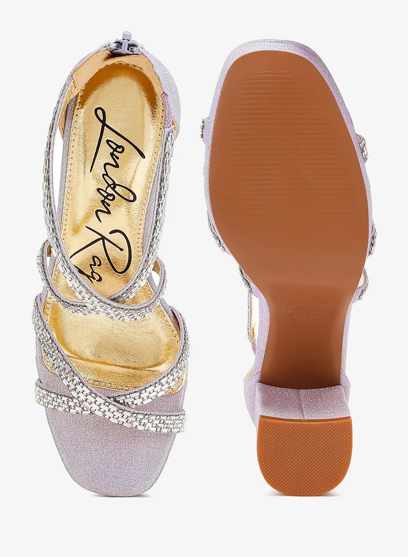 London Rag Lilac Rhinestones Embellished Strappy Sandals in Lilac for Women | Best Price UAE