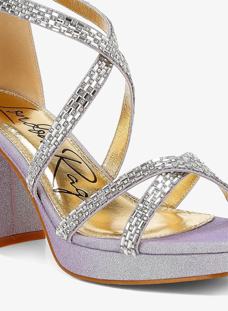 London Rag Lilac Rhinestones Embellished Strappy Sandals in Lilac for Women | Best Price UAE