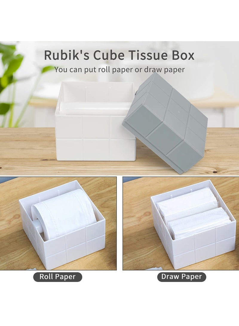 KASTWAVE Tissue Box Holder Box Magic Cube Square Plastic Tissue Dispenser Box - Image 3