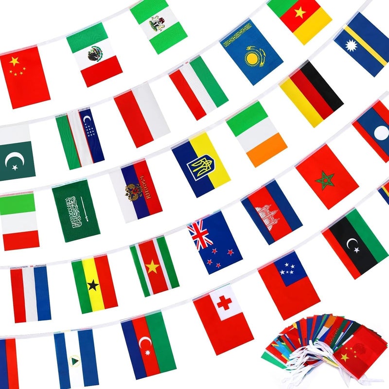 MARFOREVER 47 Countries String Flag, 52.5 Ft International Flags Bunting Banner for World Cup 2026 & Multicultural  Events - Image 1
