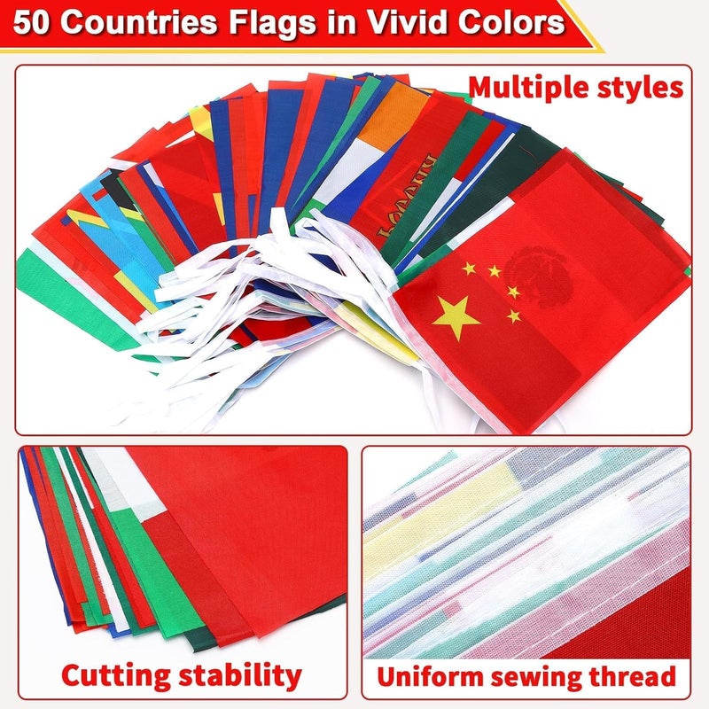 MARFOREVER 47 Countries String Flag, 52.5 Ft International Flags Bunting Banner for World Cup 2026 & Multicultural  Events - Image 5