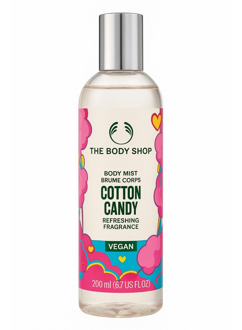 ذا بودي شوب بادي ميست ذا بودي شوب كوتن كاندي 200 مل - رذاذ جسم معطر برائحة حلوى القطن النباتي المنعش