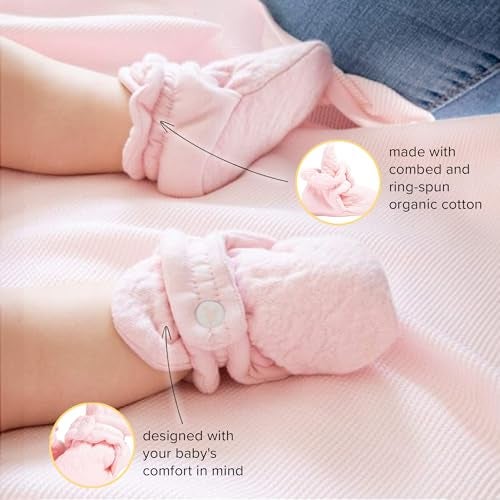 Burt's Bees Baby Girls Booties Organic Cotton Newborn Essentials Shoes, Gender Neutral Color for Ages 0 to 9 Months Old - Image 3