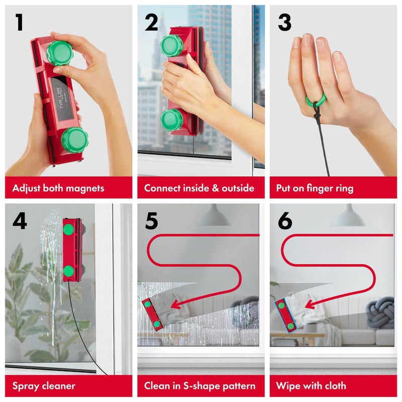 Tyroler Bright Tools Tyroler Magnetic Window Cleaner Tool | The Glider D4 Double-Sided Window Cleaner Tool Fits Windows 0.1"-1.6" Thick | Magnet Window Cleaner | Magnetic Glass Cleaner | limpiador de ventanas magnetico - Image 5