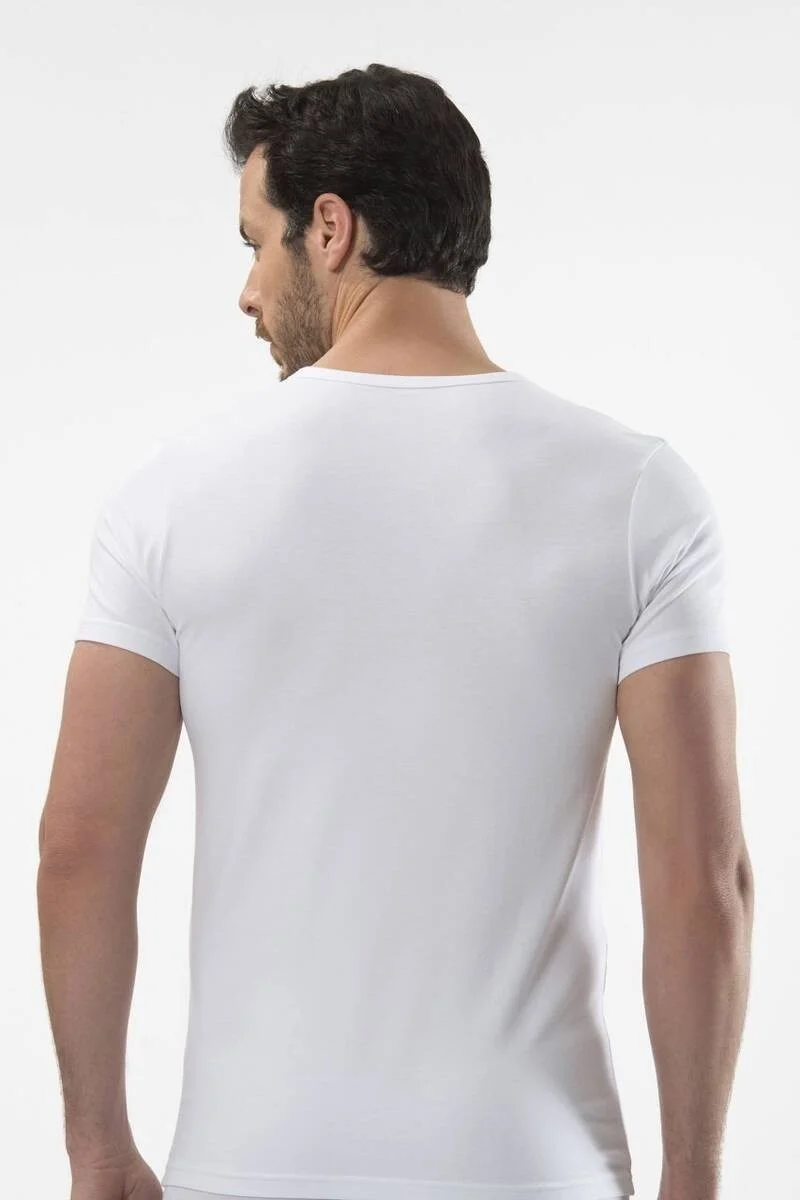 cacharel Men's Deep V Neck Lycra T-shirt White