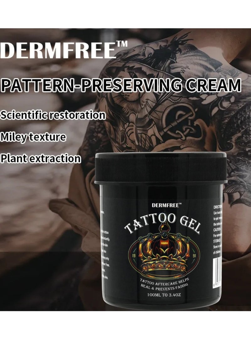 DERMFREE 100ml Tattoo Gel Tattoo Aftercare Gel Moisturizes Hydrates New Tattoos Revives Old Tattoos and Prevent Fading Daily Tattoo Healing Brightener Tattoo Lotion Color Enhancer Brightener Balm  - Image 4