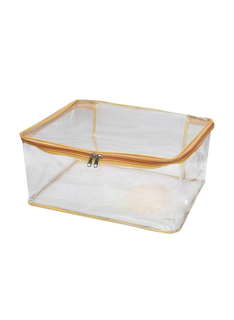 atorakushon® Transparent Saree Cover Garments Storage Bags Wardrobe Organizer Pack of 12 (Golden) - Image 2