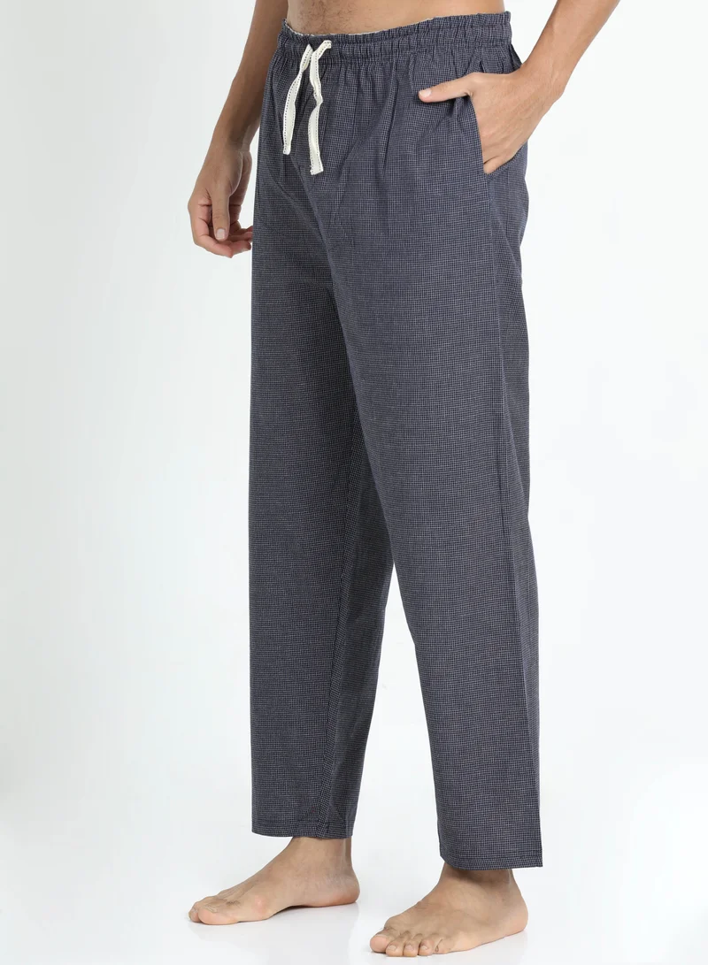 victor and jane Men's Cotton Pyjama Sets with Round Neck T-shirt in Grey and Woven long pants