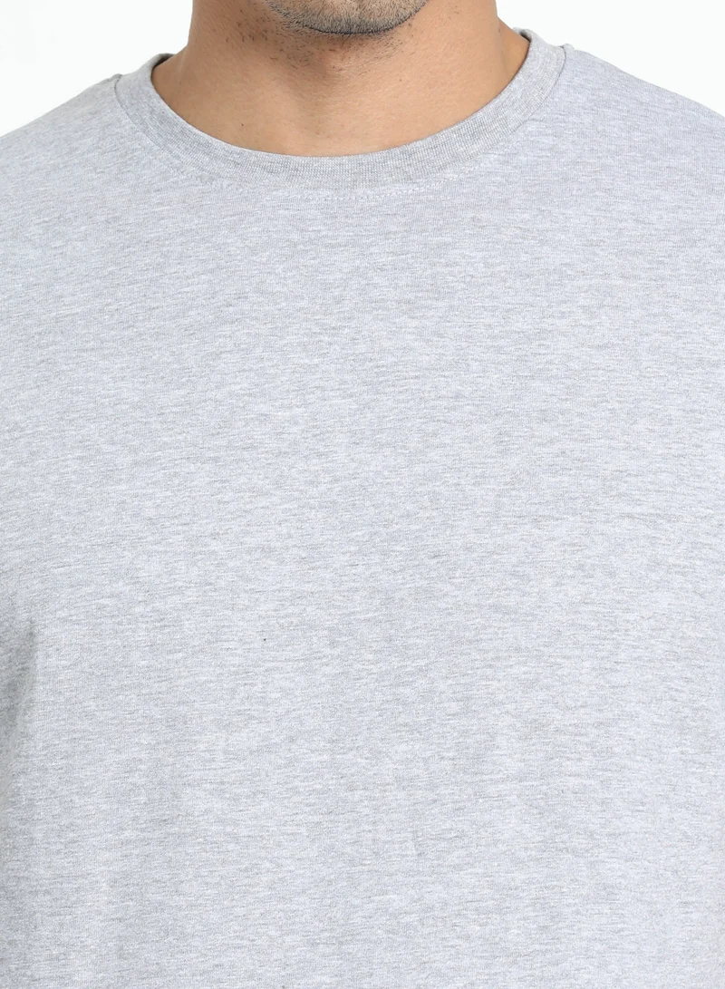 victor and jane Men's Cotton Pyjama Sets with Round Neck T-shirt in Grey and Woven long pants